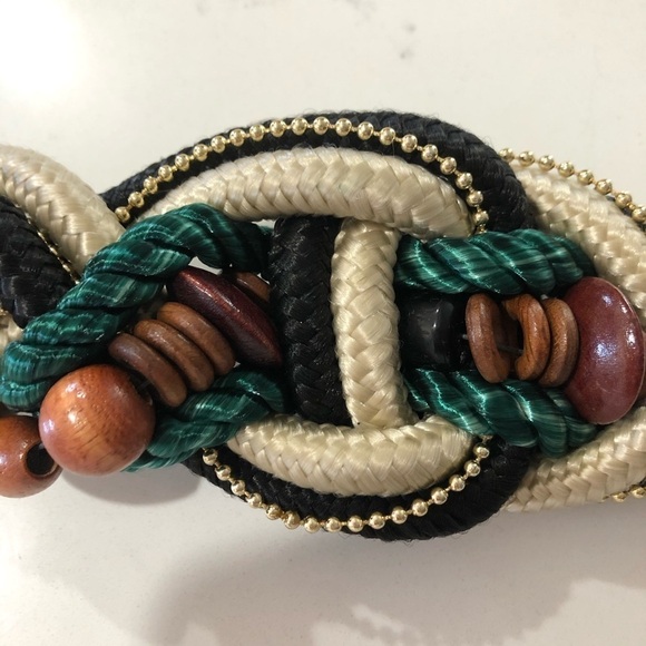 Twist Rope Lace Bead Ribbon Tie Belt Multicolor - Picture 10 of 10